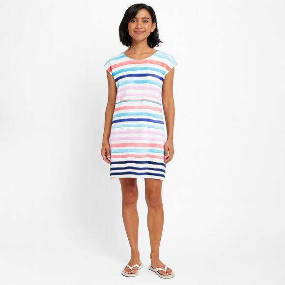 Talbots Dress Women's MP Midi-Length Casual Painterly Stripe Poolside Knit - Picture 1 of 7